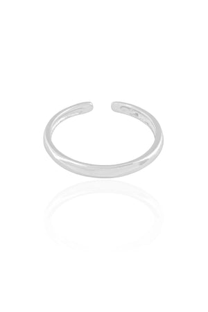 Anel Ajustável Liso Tamanho G Ródio Branco