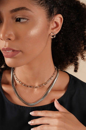 Choker Elos 11.5 x 5.5 MM Ródio Branco