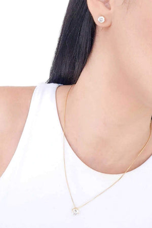 Conjunto Ponto de Luz Cristal Banhado a Ouro 18K