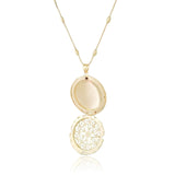 Relicário Longo Estrela Bolinhas Banhado a Ouro 18K