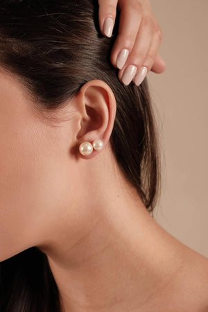 Brinco Pérola Modelo Shell 10 mm Ródio Branco