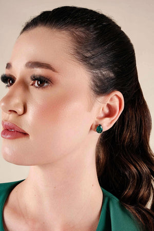 Brinco Gota Turmalina 8x12 Ródio Branco