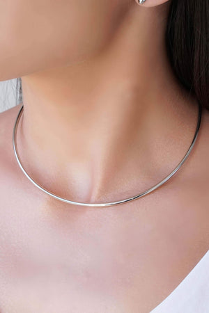 Gargantilha Aro Tubo Liso Ródio Branco