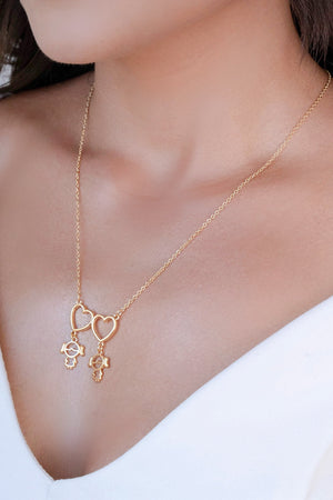 Gargantilha Filho Meninas Corações Lisos Banhado a Ouro 18K - 45 cm