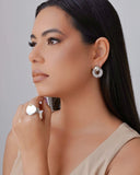 Anel Ajustável Redondo Liso Textura Corda Tamanho G Ródio Branco