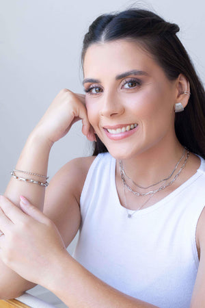 Pulseira Elos Lisos 6mm Ródio Branco