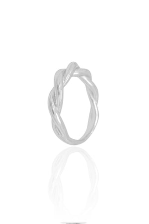 Anel Liso Torcido Tamanho 21 Ródio Branco