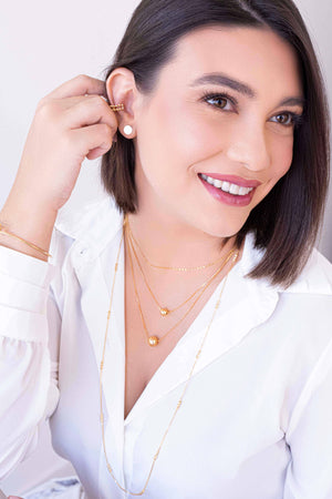 Gargantilha Veneziana Pingente Bola 10mm Banhado a Ouro 18K