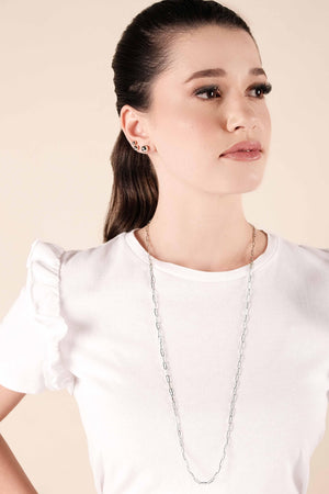 Gargantilha Longa Elos 3 mm Ródio Branco