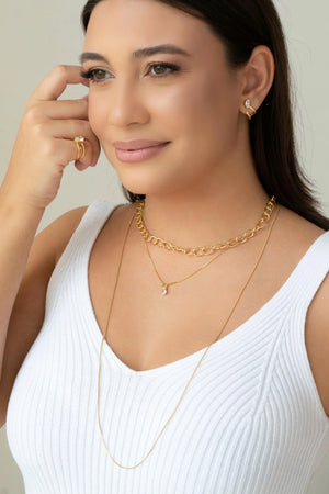 Gargantilha Veneziana Gota Cristal Banhado a Ouro 18K