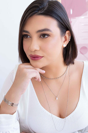 Gargantilha Veneziana Gota Cristal Ródio Branco