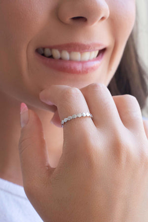 Anel Falange Plaquinhas Redondas Tamanho 12 Ródio Branco