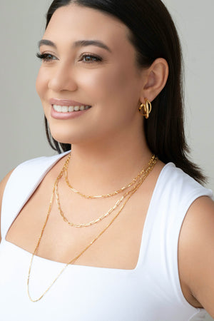 Gargantilha Elos Retos 1.5 mm Banhado a Ouro 18K