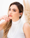 Ear Hook Quatro Filetes Lisos Ródio Branco