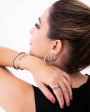 Anel Duplo Entrelaçado Tamanho 19 Ródio Branco