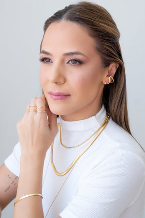 Bracelete Liso Flat Banhado a Ouro 18K