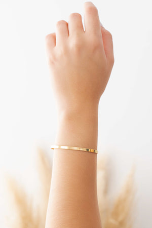 Bracelete Liso Flat Banhado a Ouro 18K