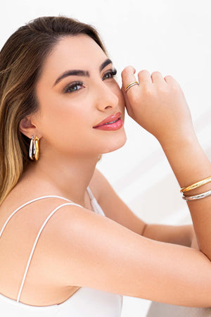 Anel Ajustável Liso Tamanho P Ródio Branco