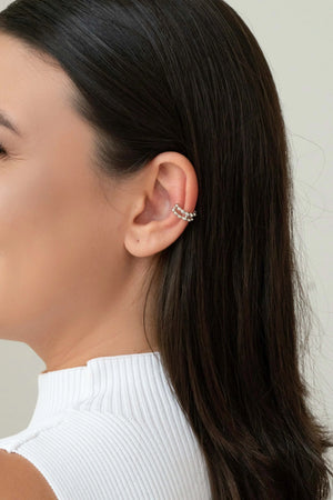 Piercing Dois Filetes Bolinhas Ródio Branco