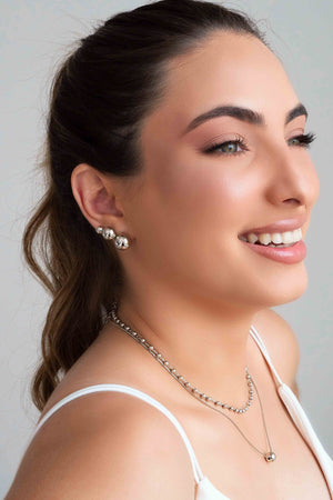 Gargantilha Veneziana Pingente Bola 8 mm Ródio Branco