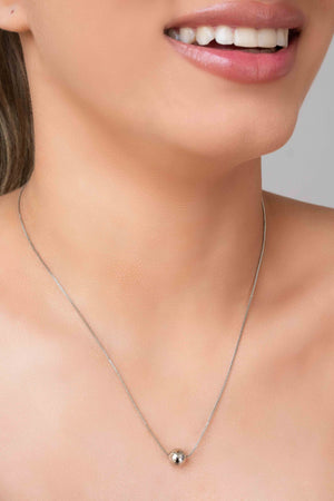 Gargantilha Veneziana Pingente Bola 8 mm Ródio Branco