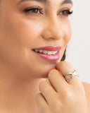 Anel Ajustável X Liso Tamanho P Ródio Branco