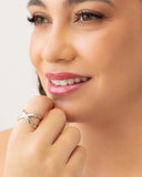 Anel Ajustável X Liso Tamanho M Ródio Branco