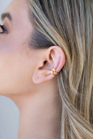 Piercing Dois Filetes Liso Banhado a Ouro 18K