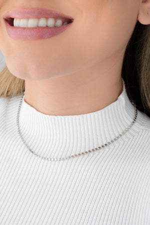Choker Plaquinhas Redondas Lisas Ródio Branco