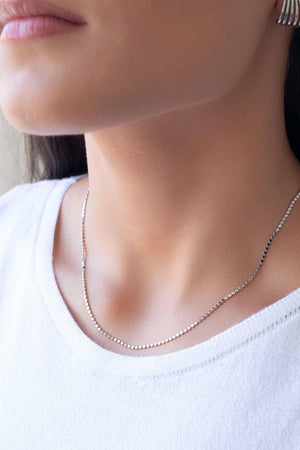 Choker Bolinhas Achatadas Ródio Branco