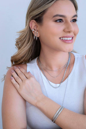 Gargantilha Longa Elos 2 mm Ródio Branco