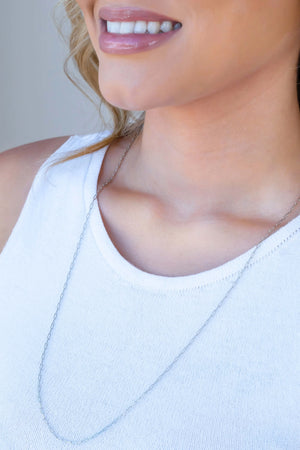 Gargantilha Longa Elos 2 mm Ródio Branco