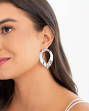 Brinco Folha Vazado Liso Ródio Branco