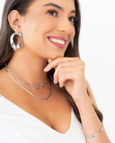 Brinco Folha Vazado Liso Ródio Branco