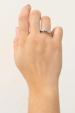 Anel Abaulado Liso Tamanho 21 Ródio Branco