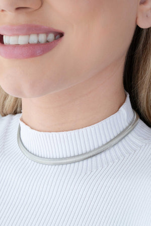 Choker Snake 6 mm Ródio Branco