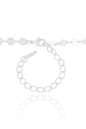 Gargantilha Longa Plaquetas Redondas Flat Ródio Branco