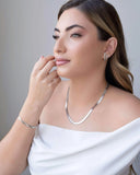 Gargantilha Malha Fita 5 mm Ródio Branco