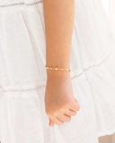 Pulseira Infantil Pérola e Bolinhas Banhado a Ouro 18K