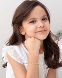 Pulseira Infantil Pérola e Bolinhas Banhado a Ouro 18K