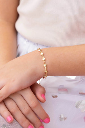 Pulseira Infantil Corações Lisos Banhado a Ouro 18K