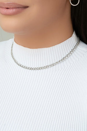 Choker Elos Duplos Ródio Branco