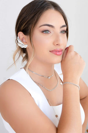 Ear Cuff Asa Lisa Ródio Branco