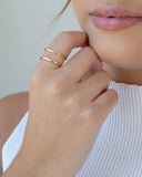 Anel Ajustável Dois Filetes Lisos Tamanho M Banhado a Ouro 18K