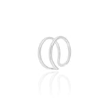 Anel Ajustável Dois Filetes Lisos Tamanho M Ródio Branco