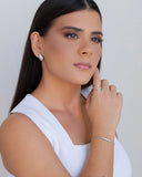 Anel Ajustável Dois Filetes Lisos Tamanho G Ródio Branco