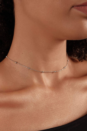 Choker Bolinhas Ródio Branco