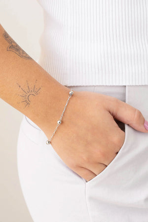 Pulseira Elos com Esferas Ródio Branco