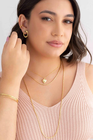 Piercing Corações Lisos Banhado a Ouro 18K