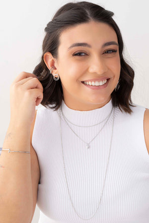 Gargantilha Longa Bolinhas 1.5 mm Ródio Branco